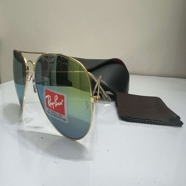 عینک آفتابی ریبن RayBan خلبانی شیشه سبز فریم طلایی